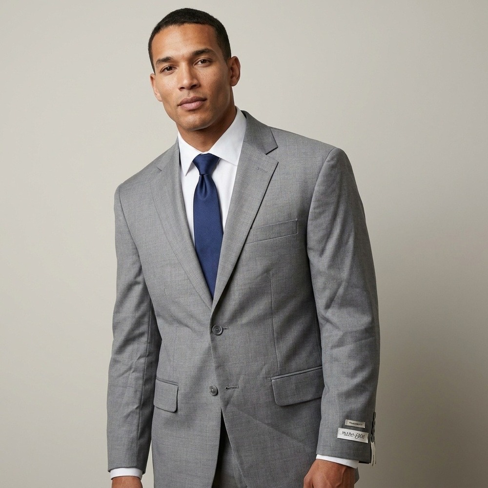 Jos A Bank 1905 Tailored Fit Gray Wool Stretch Suit Jacket Blazer Mens 36S NWT